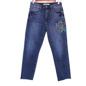 SAM EDELMAN The Mary Jane Embroidered Jeans High Rise, Cropped Women's Size 4